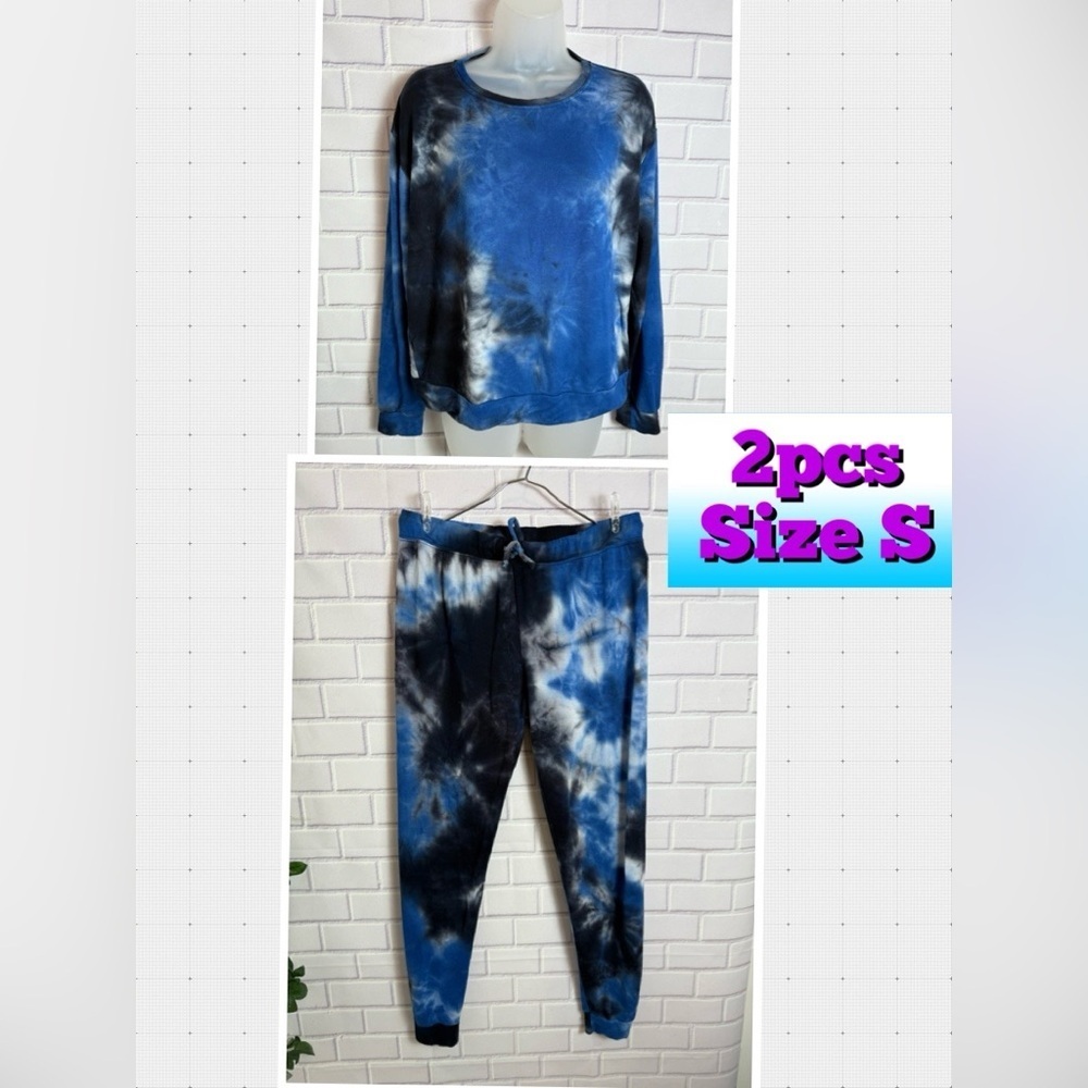 PIXIELANE Blue and Black Tie-Dye women Pajamas Set/size S-M